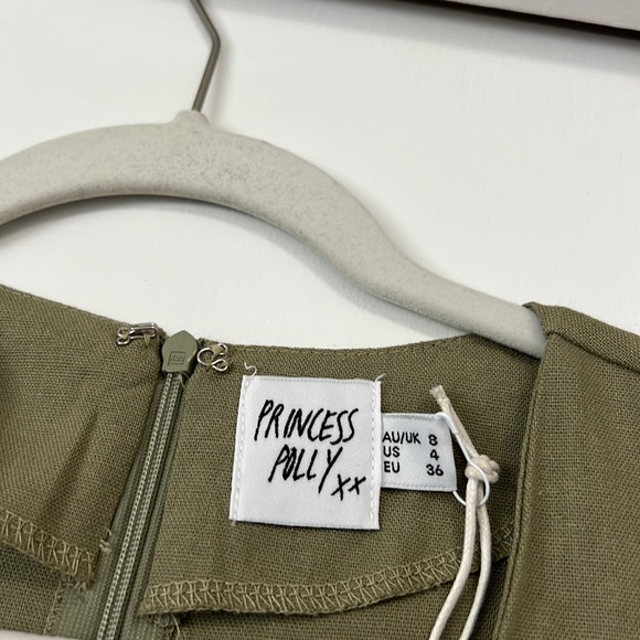 Princess Polly khaki linen dress - Picture 2 of 5